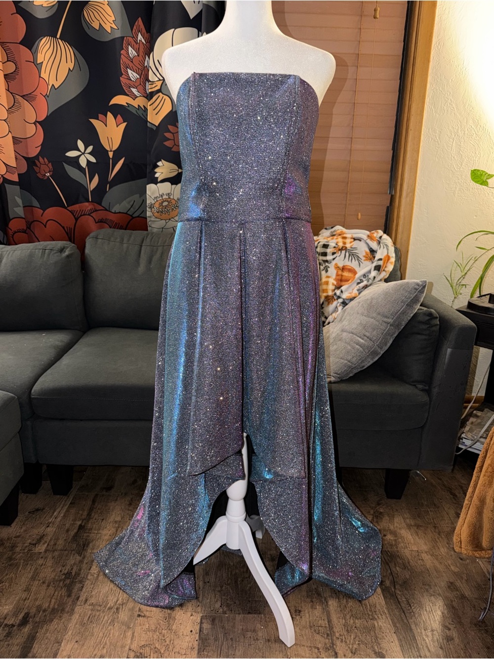 Speechless Strapless Glitter Long Formal Prom Gown Purple Blue Juniors 13